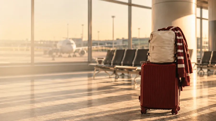 Mala de mão e mochila no aeroporto